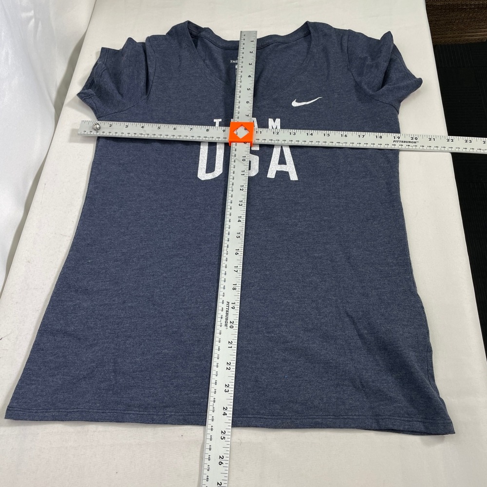 Team USA Olympics Nike Heather Blue Tri-Blend Athletic Cut T-Shirt Women's LARGE - Picture 9 of 9